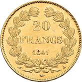 Reverse 20 Francs 1847 A