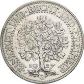 Reverse 5 Reichsmark 1927 G Oak Tree
