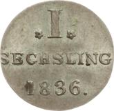 Reverse Sechsling 1836 H.S.K.