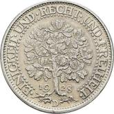 Reverse 5 Reichsmark 1928 D Oak Tree