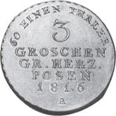 Reverse 3 Grosze 1816 A Grand Duchy of Posen