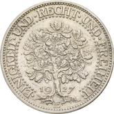 Reverse 5 Reichsmark 1927 E Oak Tree