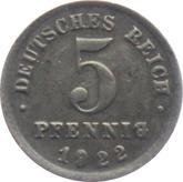 Obverse 5 Pfennig 1922 F