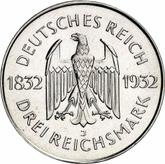 Obverse 3 Reichsmark 1932 J Goethe
