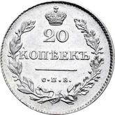 Reverse 20 Kopeks 1831 СПБ НГ An eagle with lowered wings