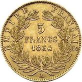 Reverse 5 Francs 1864 A