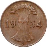 Reverse 1 Reichspfennig 1934 J