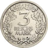 Reverse 3 Reichsmark 1931 D