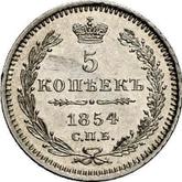 Reverse 5 Kopeks 1854 СПБ HI Eagle 1851-1858