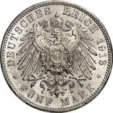 Reverse 5 Mark 1913 D Bayern