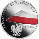Obverse 10 Zlotych 2019 100th Anniversary of the National Flag of Poland