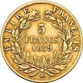 Reverse 5 Francs 1859 BB
