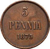 Reverse 5 Pennia 1875