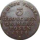 Reverse 3 Grosze 1816 B Grand Duchy of Posen
