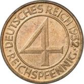 Reverse 4 Reichspfennig 1932 G
