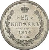 Reverse 25 Kopeks 1874 СПБ НІ
