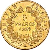 Reverse 5 Francs 1859 A
