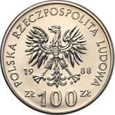 Obverse 100 Zlotych 1988 MW Pattern 70 years of Greater Poland Uprising