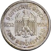 Obverse 5 Reichsmark 1932 E Goethe