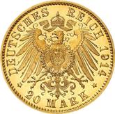 Reverse 20 Mark 1914 D Bayern