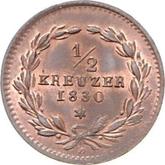 Reverse 1/2 Kreuzer 1830