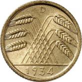Reverse 10 Reichspfennig 1934 D