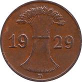Reverse 1 Reichspfennig 1929 D