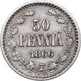 Reverse 50 Pennia 1866 S