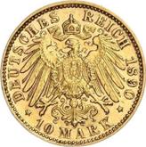 Reverse 10 Mark 1890 D Bayern