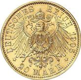 Reverse 20 Mark 1905 E Saxony