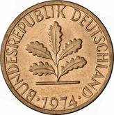 Reverse 1 Pfennig 1974 G