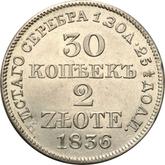 Reverse 30 Kopecks - 2 Zlotych 1836 MW
