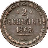 Reverse 2 Kopeks 1863 ВМ Warsaw Mint