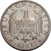 Obverse 2 Reichsmark 1931 D