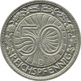 Reverse 50 Reichspfennig 1929 D