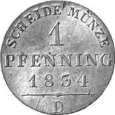 Reverse 1 Pfennig 1834 D