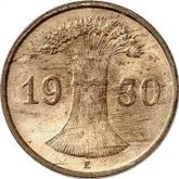 Reverse 1 Reichspfennig 1930 E