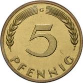 Obverse 5 Pfennig 1950 G
