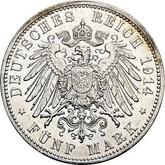 Reverse 5 Mark 1914 D Bayern