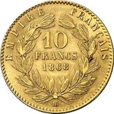 Reverse 10 Francs 1868 BB