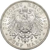 Reverse 5 Mark 1908 D Bayern