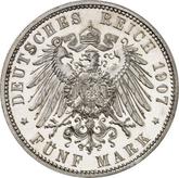Reverse 5 Mark 1907 E Saxony