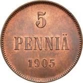 Reverse 5 Pennia 1905