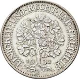 Reverse 5 Reichsmark 1932 J Oak Tree