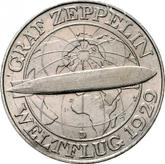 Reverse 3 Reichsmark 1930 D Zeppelin
