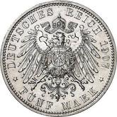 Reverse 5 Mark 1907 D Bayern