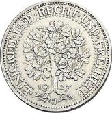 Reverse 5 Reichsmark 1927 J Oak Tree
