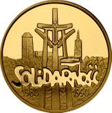 Reverse 100000 Zlotych 1990 MW The 10th Anniversary of forming the Solidarity Trade Union