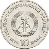 Reverse 10 Mark 1974 25 years of GDR