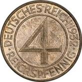 Reverse 4 Reichspfennig 1932 F
